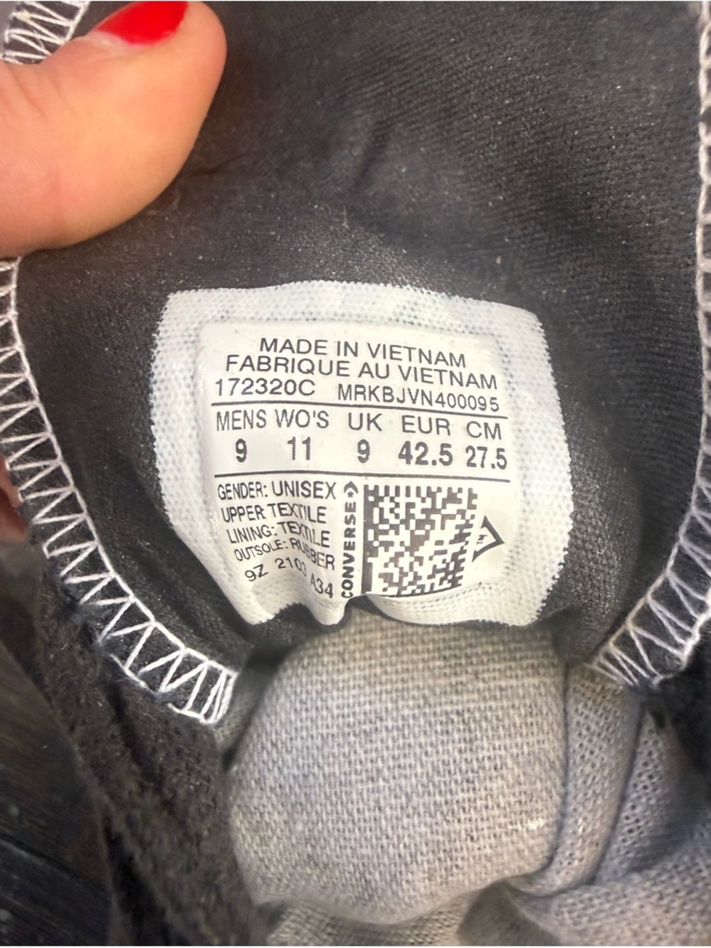 FRAGMENT DESIGN x MONCLER x CONVERSE UNISEX SNEAKERS, US MENS 9/WOMENS 11, BLACK - Picture 13 of 14